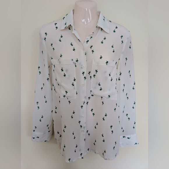 Club Monaco Tops - Club Monaco Frog Print Silk Blouse XS